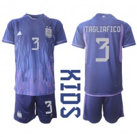 Dětský Fotbalový dres Argentina Nicolas Tagliafico #3 MS 2022 Venkovní Krátký Rukáv (+ trenýrky)